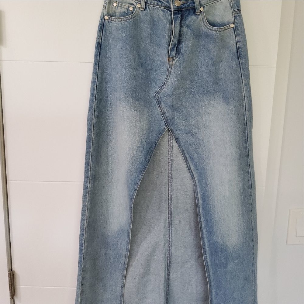 Etophe Studios Women's Denim Split Front Midi Skirt Size S